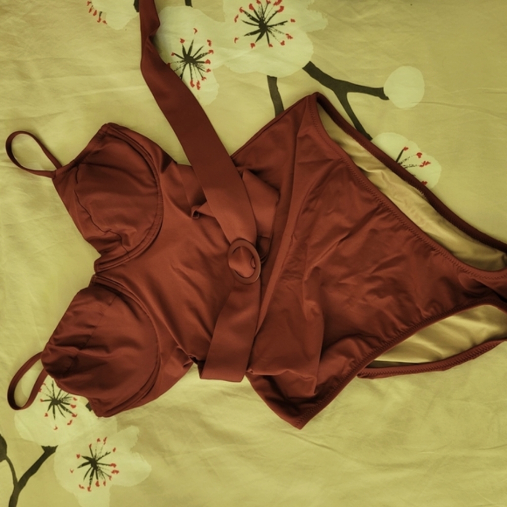 SHEIN Brown One Piece Swimwear
